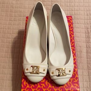 Tory Burch white wedge shoes, 9 1/2